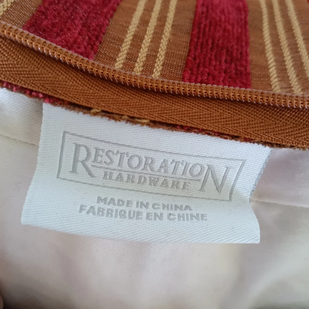Restoration Hardware Chenille Stripe Lumbar Pillow + Insert SINGLE 12